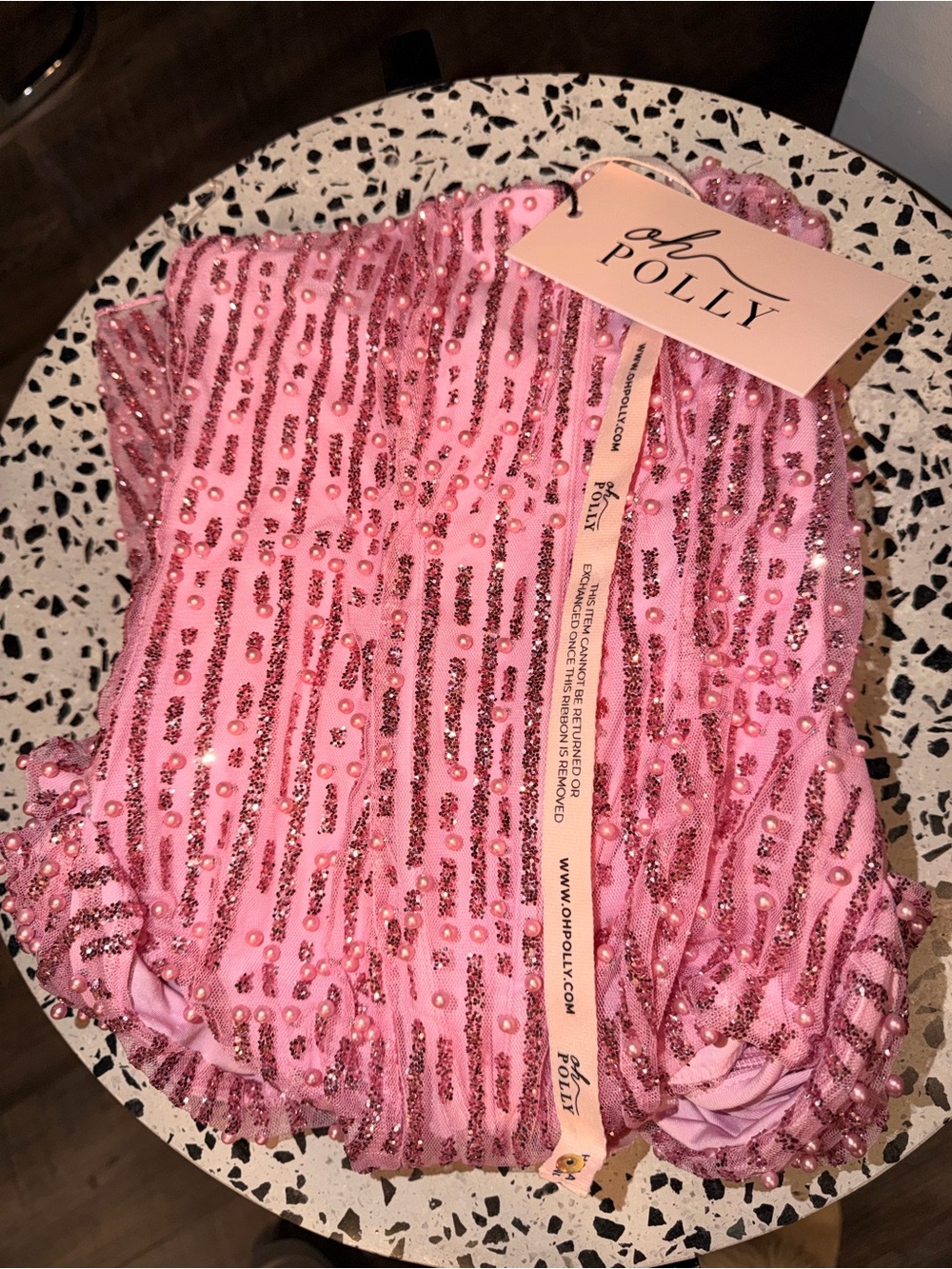 Oh Polly Pink Strapless Sequin Mini Dress - Picture 5 of 5